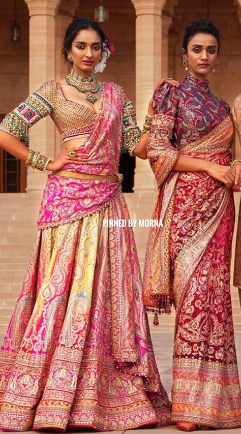 Tarun Tahiliani : India, 2019. Tarun Tahiliani Blouse, Anita Dongre Lehenga, Dupatta Draping, Indian Things, Saree Styling, Boat Neck Blouse Design, Bridal Sarees South Indian, Anita Dongre, Dress Idea