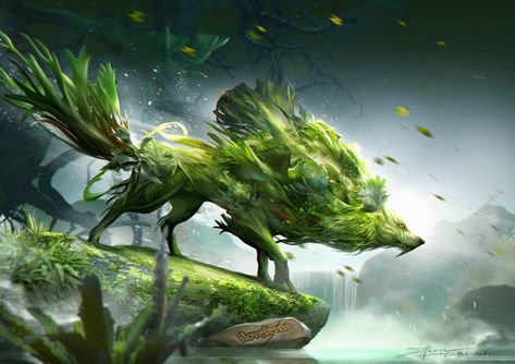 ArtStation - iloveferns, Sutthiwat Dechakamphu Hybrid Art, Hd Nature Wallpapers, Fantasy Beasts, Forest Spirit, Concept Art Character, Fantasy Places, Fantasy Creatures Art, White Dragon, Creature Concept Art