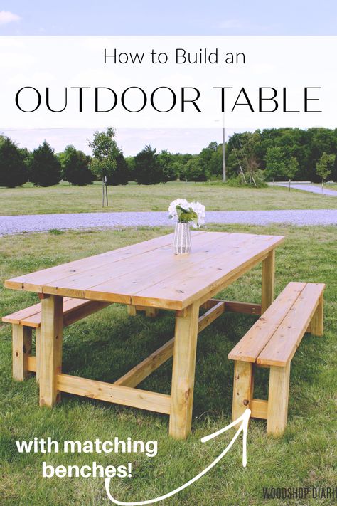 Diy Trestle Table, Outdoor Dining Table Diy, Outdoor Table Plans, Outdoor Wood Table, Wood Patio Table, Build A Picnic Table, Diy Patio Table, Diy Picnic Table, Outdoors Ideas