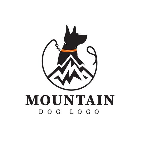 Mountain Dog Logo. This logo can also be used for a pet business or pet training center. Logo design inspiration Center Logo Design, Logo Montagne, Dog Logo Design, Logo Design Agency, Dog Business, Vector Art Design, Center Logo, Mountain Logos, Pet Businesses