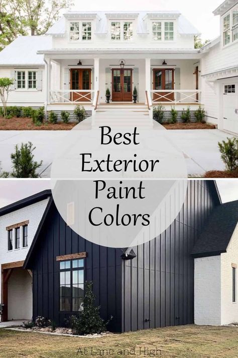 Modern House Exterior Paint Ideas, Modern Outdoor House Colors, 2025 House Exterior Trends, Home Outdoor Colour, Exterior Paint Colors For Single Story House, Paint For Exterior Of House, Neutral Color House Exterior, External Paint Ideas Exterior Houses, Wood House Paint Exterior