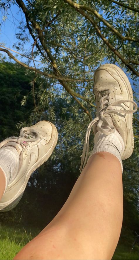 legs in the air wearing white airforces during golden hour Clare Core Aesthetic, Charleigh Core, Myra Core, Cottage Core Shoes Aesthetic, Lumine Core Aesthetic, Evermore Core Aesthetic, Millie Core, Mia Asthetic Core, Ash Core