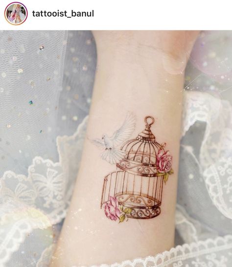 Bird Free From Cage Tattoo, Bird Flying From Cage Tattoo, Free Bird Tattoos For Women, Bird Cage Tattoos, Bird And Cage Tattoo Freedom, Caged Bird Tattoo, Free Bird Tattoo, Birdcage Tattoo, Cage Tattoo