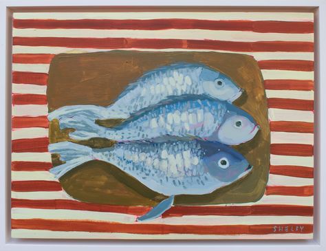 Red Stripes, Blue Fish by Shelby Monteverde Daniel Island, Fish Net, Monteverde, Blue Fish, Blue Stripes, Art Gallery, Stripes, Fish, Red