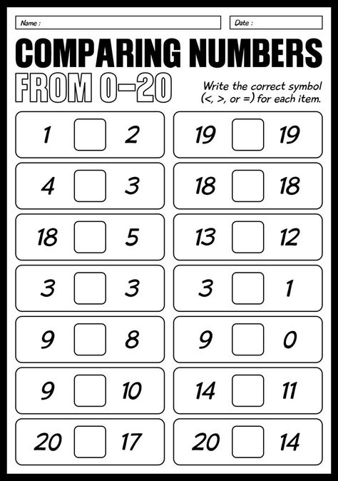 Greater Or Less Than Worksheets, Greater Than Less Than Worksheets, Less Than Greater Than, 1st Grade Reading Worksheets, Greater Than Less Than, Maths Worksheets, Addition And Subtraction Worksheets, Comparing Numbers, First Grade Worksheets