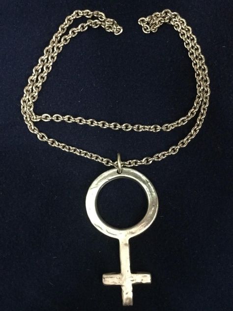 Anders Andersen Danish 1960s Venus (female) symbol necklace? The pendant is about 3 1/4  long. The chain is about 27 . The claspless chain fits right over your head. Excellent condition, never worn. M Symbolic Necklace With Large Pendant, Symbolic Pendant Necklaces With Antique Finish, Female Venus Symbol Tattoo, Female Symbol Necklace, Venus Necklace, Venus Symbol Necklace, Venus Symbol, Female Symbol, Symbol Necklace