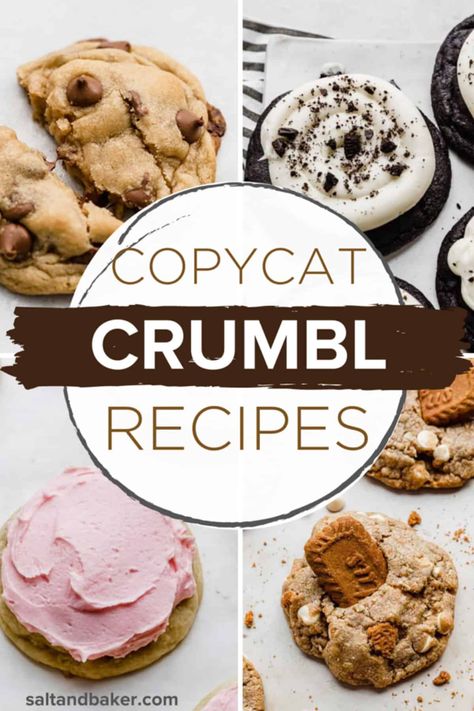 Cookie Copycat Recipes, Crumbl Cookie Recipes, Crumbl Recipes, Crumbl Cookie Copycat, Copycat Crumbl Cookie, Cookies And Cream Milkshake, Crumble Cookie Recipe, Caramel Apple Cookies, Popular Cookies