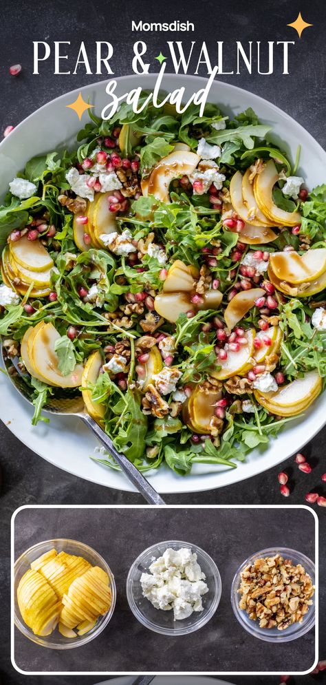 Pomegrante Salad, Pear And Walnut Salad, Fancy Salad, Walnut Salad Recipe, Pear Walnut Salad, Roasted Pear Salad, Pear Salad Recipes, Fancy Salads, Arugula Salad Recipes