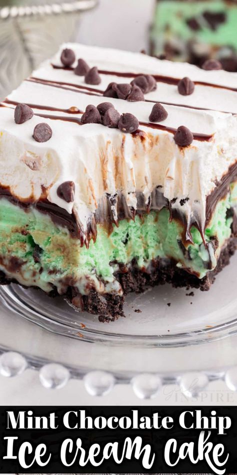 Ice Cream Bars Recipes, Mint Ice Cream Sandwich Cake, Mint Ice Cream Dessert, Mint Chocolate Chip Desserts, Mint Ice Cream Cake Recipe, Mint Ice Cream Pie, Ice Cream Cakes Homemade, Mint Chip Cake, Mint Ice Cream Pie Recipes