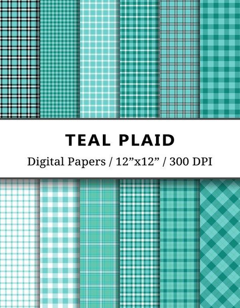 Teal Grid Wallpaper, Teal Checkered Wallpaper, Digital Paper Free Download, Blue Pattern Paper Free Printable, Blue Scrapbook Paper, Scrapbook Making, Scrapbook Paper Designs, Teal Plaid, Digital Paper Freebie