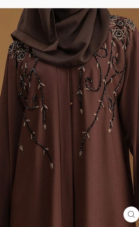 Pearl Work Abaya Design, Beads Work Abaya Designs, Karchupi Design, Beaded Abaya, Work Abaya, Burqa Designs, Bubu Dress, Abaya Styles, Casual Abaya