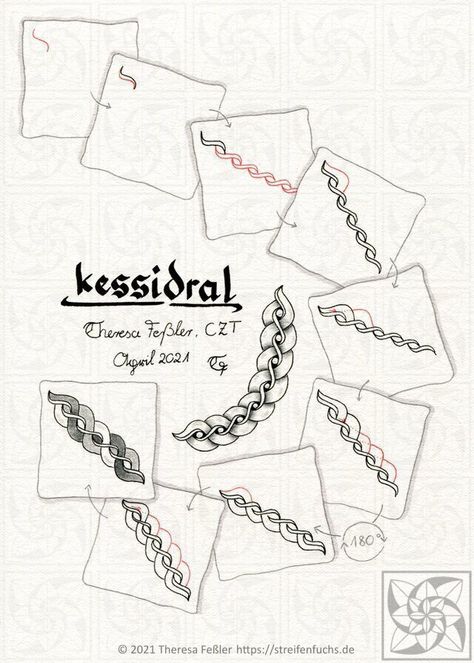 Zentangle Ribbons, Zentangle Borders, Drawing Zentangle, Eyeball Art, Zentangle Pattern, Drawings Tutorials, Doodle Borders, Zen Doodle Patterns, Zentangle Tutorial