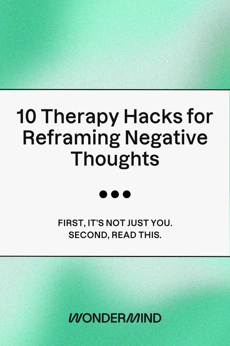 Negative thoughts happen to all of us, but that doesn’t make them any easier to deal with. So Wondermind asked therapists for their best advice on how to stop overthinking and manage negative thoughts. Save these tips for the next time you’re spiraling. Stopping Negative Thoughts, How To Stop Spiraling Thoughts, How To Stop Negative Thoughts, Negative Self Talk Activities, Reframing Negative Thoughts, Mental Reset, Stop Negative Thoughts, Pastoral Counseling, Group Therapy Activities