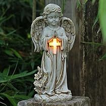 Statue For Garden, Garden Memorial, Angel Garden, Statue Garden, Porch Decorations, Praying Angel, Cemetery Decorations, Angel Statue, Panel Solar