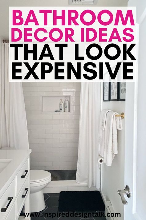 bathroom design Bathroom Diy On A Budget, Update Bathroom, Decorate A Bathroom, Design A Bathroom, Bathroom Makeover Ideas, Make Your Home Look Expensive, Look Expensive On A Budget, Recessed Shelves, Pretty Tiles