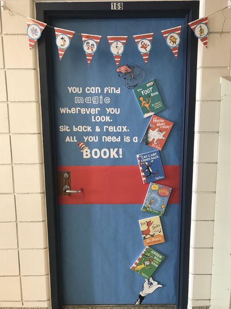 Read Across America Door Ideas, Reading Week Door Decorations Ideas, Dr Seuss Read Across America Ideas, Read Across America Bulletin Board Ideas, I Love To Read Month Door Decorations, Literacy Week Door Decorations, Reading Week Door Decorations, Read Across America Door Decorations, Book Door Decorations Classroom