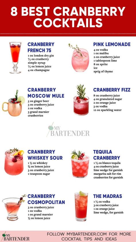 Cranberry Cocktails, Cranberry Fizz, Bartender Drinks Recipes, Bartender Drinks, Cranberry Cocktail, Yummy Alcoholic Drinks, Drinks Alcohol, Mixed Drinks Recipes, Cocktail Drinks Recipes