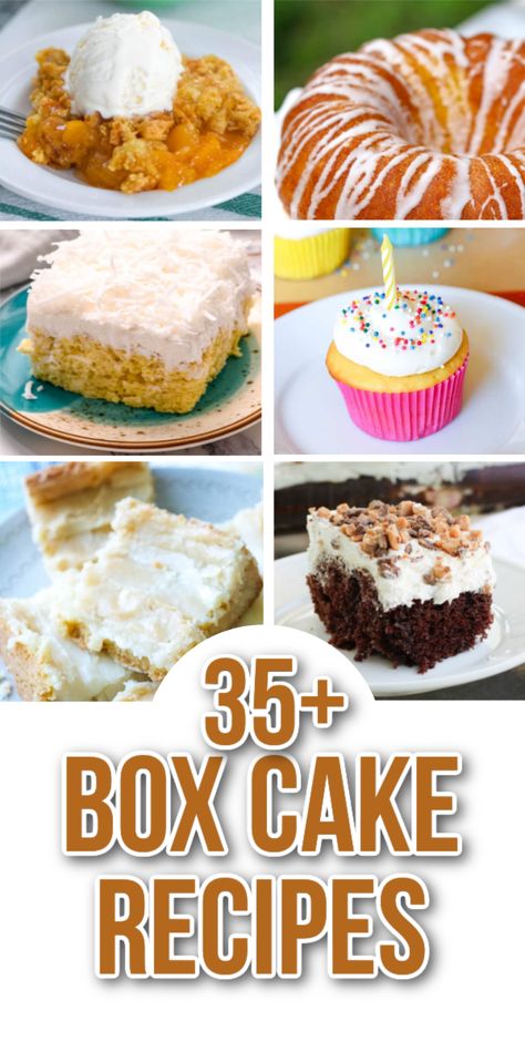 35+ EASY CAKE MIX RECIPES Cakes Using Yellow Cake Mix Boxes, Cake Box Desserts Easy, Fancy Cake Mix Recipes, What To Make With Boxed Cake, Yellow Cake Mix Uses, Upgraded Box Cake, Best Cakes From A Box Cake Mixes, Fancy Box Cake Recipe, Easy Box Cake Mix Recipes