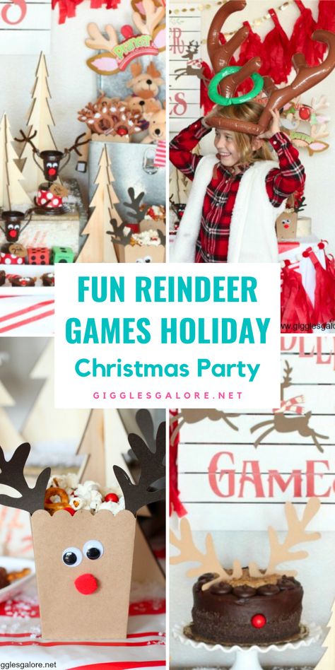 How to Plan a Reindeer Games Holiday Class Party full of fun activities and themed treats. Whether you want to throw this festive party at home or school you can spread Christmas cheer with these great Christmas party ideas for kids. This festive reindeer themed party comes with everything you need including DIY reindeer boxes, Christmas decor ideas, easy Christmas food menu plans for kids, and more. Reindeer Christmas Party Ideas, Christmas Games For Kids Party Easy Diy, Christmas Decor Ideas Easy, Easy Christmas Food, Christmas Party Ideas For Kids, Reindeer Party, Diy Reindeer, Fun Christmas Party Ideas, Themed Treats