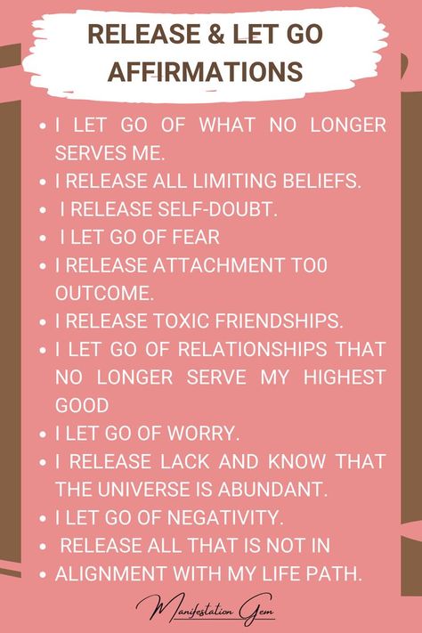 Release And Let Go, Healing Affirmations, I Am Affirmations, Self Care Bullet Journal, Energy Healing Spirituality, Gratitude Affirmations, Daily Positive Affirmations, Journal Writing Prompts, Morning Affirmations