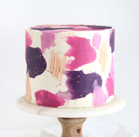 Painted Buttercream Cake Tutorial - Sugar & Sparrow Painted Cake, Watercolor Cake, Smooth Cake, Buttercream Recipe, Different Cakes, Painted Cakes, Pretty Birthday Cakes, Drip Cakes, Cake Tutorial