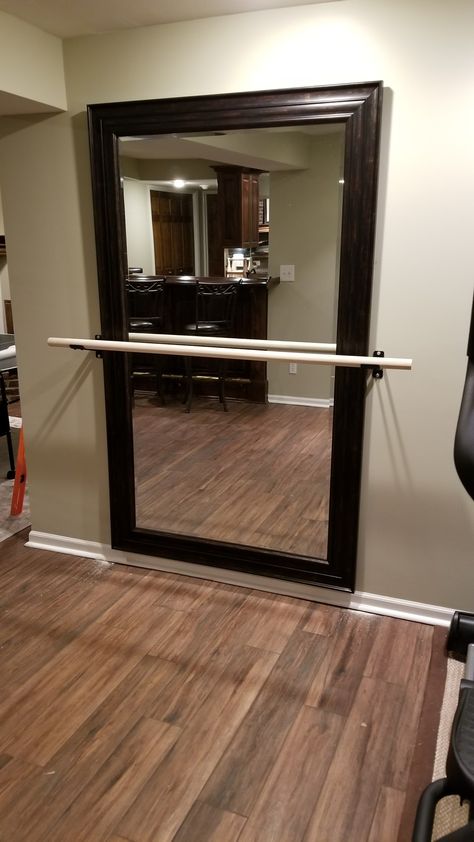 Home Workout Rooms, At Home Ballet, Ballet Barre In Bedroom, Bedroom Ballet Barre, Diy Ballet Barre Wall, Home Gym Barre Ballet Bar, Ballet At Home, Home Ballet Barre, Ballet Barre At Home