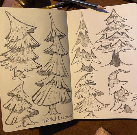 Mitch Leeuwe on X: "Almost Christmas! Enough fun stuff to draw! A jolly thread 1/6 🧵 https://t.co/AikDfA5CPA" / X Fun Stuff To Draw, Mitch Leeuwe, Notebook Drawings, Draw Trees, Composition Tips, رسم كاريكاتير, Christmas Drawings, Maya Art, Bd Art