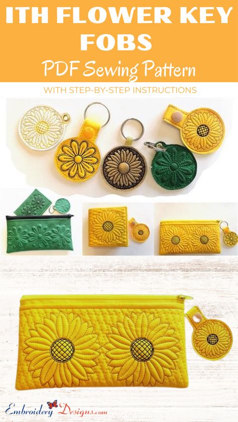 ITH Flower Key Fobs make for great gifts or personal accessories, adding a touch of charm and practicality to your everyday life. Whether you're looking to organize your keys or simply want a stylish accessory, these flower key fobs are sure to brighten your day. Ith Projects, Key Fobs, Personalized Accessories, Pdf Sewing Patterns, Embroidery Projects, Sewing Techniques, Creative Expressions, Brighten Your Day, Stylish Accessories