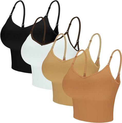 Eleplus 4 Pieces Comfy Cami Bra for Women Crop Top Yoga Bralette Longline Padded Lounge Bra Pack of 4 (color3, Small-Medium) at Amazon Women’s Clothing store Bra Pack, Women Crop Top, Oc Outfits, Cami Bra, Bra For Women, Lounge Bra, Everyday Bra, Amazon Women, Long A Line