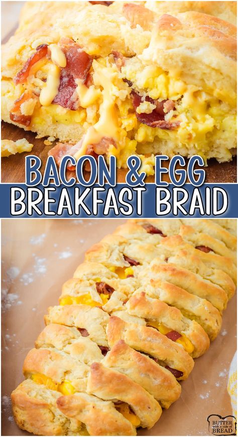 BACON EGG CHEESE BISCUIT BRAID - Butter with a Side of Bread Bacon Egg And Cheese Biscuit Braid, Breakfast Braid Crescent Roll, Crescent Roll Breakfast Recipes Bacon, Cresent Roll Breakfast, Friendship Casserole, Crescent Braid, Breakfast Braid, Crescent Roll Breakfast Recipes, Crescent Breakfast