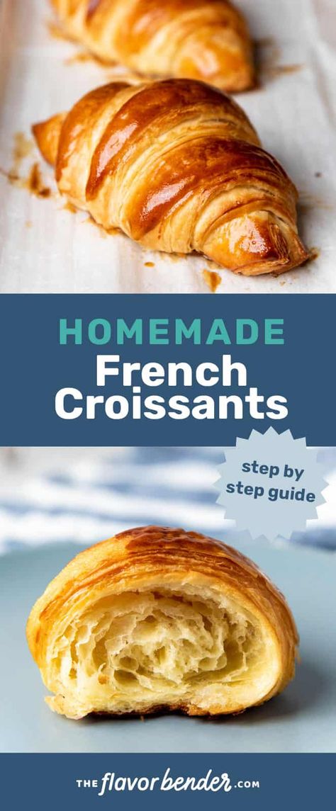 Crossant Recipes, French Croissants, Flaky Croissants, Making Croissants, French Croissant, Yeast Recipes, Butter Croissant, Homemade Croissants, Croissant Recipe