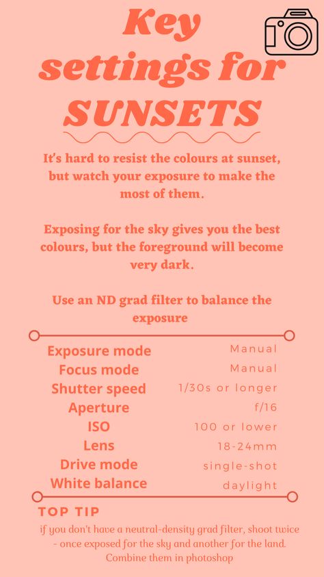 Photo Shoot Camera Settings, Best Portrait Settings Canon, Dslr Nature Photography, Settings For Sunset Photography, Beach Sunset Camera Settings, Canon Camera Presets, Dslr Camera Settings, Nikon D3000 Tips Camera Settings, Beginner Camera Settings