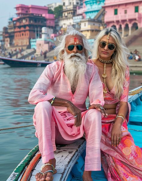 Vibrant Varanasi: Characters of the Ghats #india #fashion #pink Advanced Style Boho, Bohemian People, Affordable Artwork, Style Vans, Old Faces, India People, Dare To Be Different, Advanced Style, Ageless Beauty