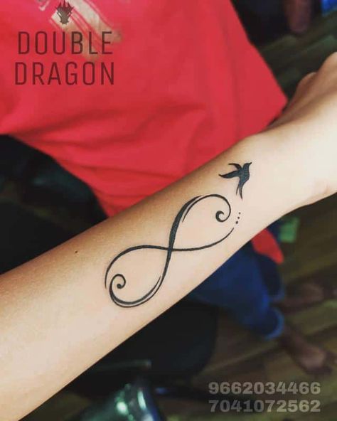 Infinity Symbol with Birds 2 Tattoo Ideas 2022, Infinity Tattoo Ideas, Double Infinity Tattoos, E.t Tattoo, Mother Son Tattoos, Infinity Symbol Tattoo, Son Tattoo, Cute Simple Tattoos, Infinity Tattoo Designs