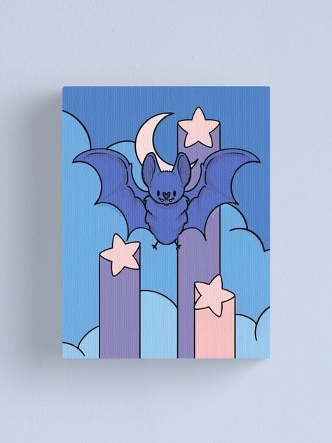 Cute Bat Painting, Bats Painting, Bat Painting, Bat Symbol, Aesthetic Color, Redbubble Art, Cute Bat, Cow Painting, Rock Ideas