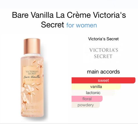 Victoria Secret La Creme, Bare Vanilla Victoria Secret, Bare Vanilla La Creme, Perfume Wishlist, Bare Vanilla, Victoria Secret Model, Warm Fragrance, Victoria Secret Perfume, Perfume Scents