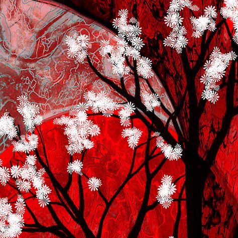 Nature's Kingdom Tamamo No Mae, Sakura Tree, Red Wallpaper, Aesthetic Themes, Red Aesthetic, White Aesthetic, Black White Red, Shades Of Red, Picture Wall