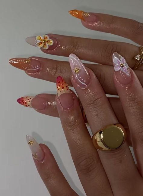 Euro Summer Nails, Lily Nails, Bday Nails, Sunset Nails, Tropical Nails, Cute Simple Nails, Edgy Nails, Nails Today, Summery Nails