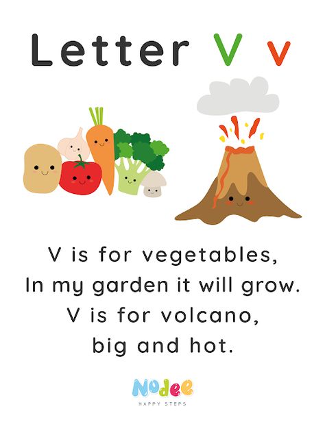 Rhymes and songs are excellent tools for teaching kids various skills, including the alphabet.

Sing alphabet poems or create your own chants. For example, “V says /v/ as in Volcano!” Encourage your kid to repeat after you. Letter B Song, Poems For Kindergarten, Letter Poems, Alphabet Stories, Alphabet Poem, Kindergarten Poems, V Alphabet, Letter B Worksheets, Poems For Kids