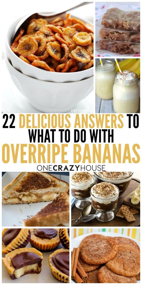 But what happens when they start turning brown? We've got 22 delicious answers that finally solve the age old dilemma of "What to do with overripe bananas?" Old Bananas, Ripe Banana Recipe, Crazy House, Overripe Bananas, Things To Make, Banana Chocolate Chip, Banana Recipes, Healthy Nutrition, Nutrition Recipes