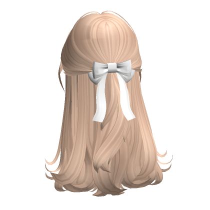 Soft Cottage Core Half up Hair w/Bow In Blonde Blond Hair Roblox Codes, Cute Roblox Hair Codes Blonde, Roblox Hair Ideas, Roblox Blonde Hair, Cute Blonde Hair Roblox Id, Rambut Roblox, Roblox Hair Codes Blonde Bun, Cute Roblox Hair, Barbie Coquette