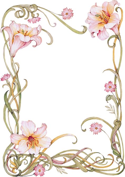 Stary Papier, Floral Rosa, Borders And Frames, Borders For Paper, 背景 シンプル, Flower Border, Illuminated Manuscript, Paper Frames, Vintage Labels