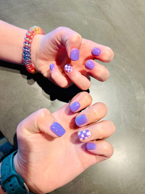 Lavender Checkered Nails, Purple Checkered Nails, Rave Bracelets, Checkered Nails, Flag Nails, Purple Checkered, Print Nails, Checkered Print, Nail Inspiration