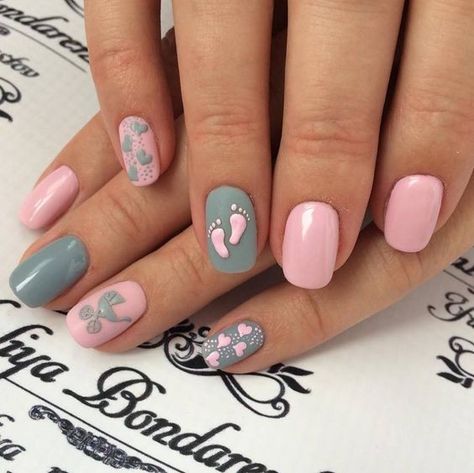 Baby Nail Art, Shower Nails, Baby Shower Nails, Fun Summer Nails, Unghie Nail Art, Baby Nails, Diy Nail Designs, Toe Nail Designs