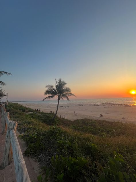 sunset in broome #broome #beach #sunset #palmtree #afternoonsky #holiday Cable Beach Broome, Sunset Dinner Beach, Sunrise Beach Aesthetic Friends, Seaside Sunset Aesthetic, Orange Sunset Beach, Beautiful Sea Creatures, Insta Post, Beautiful Sea, Post Ideas