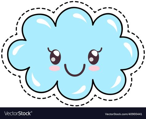 Cloud Cartoon Cute, Sky Symbol, Cloud Cartoon, Cloud Clipart, Illustration Japanese, Sky Vector, Cute Clouds, Kawaii Cloud, Kindergarten Classroom Decor