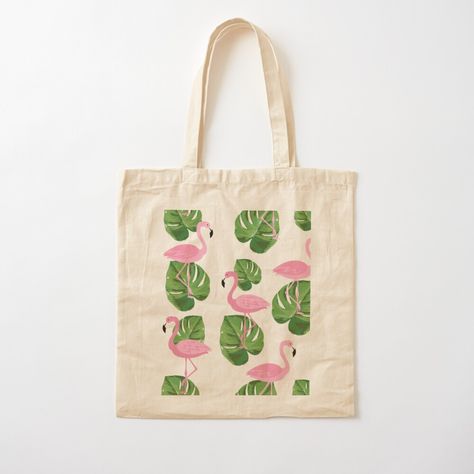 Get my art printed on awesome products. Support me at Redbubble #RBandME: https://www.redbubble.com/i/tote-bag/Cute-retro-seamless-flamingo-pattern-with-tropical-leaves-by-UniqueMw/52548492.P1QBH?asc=u Diy Embroidery Art, Flamingo Bag, Flamingo Pattern, Tropical Theme, Diy Embroidery, Tropical Leaves, Printed Tote Bags, Cotton Totes, Embroidery Art