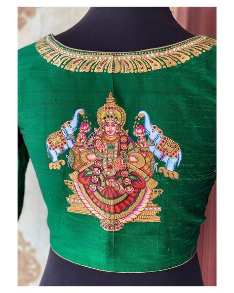 Apr Vastrakala (@apr_vastrakala_official) posted on Instagram • Jan 20, 2021 at 5:25am UTC Apr Vastrakala Blouse, Fabric Painting On Blouse, Apr Vastrakala, Tanjore Painting Sketches, Painting On Blouse, Embroidery French Knot, Blouse Painting, Thanjavur Painting, Painting On Cloth