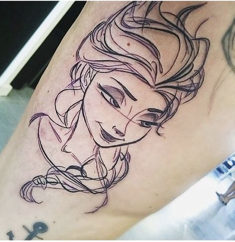 Frozen Tattoo, Miyazaki Tattoo, Line Art Tattoo, Disney Sleeve, Disney Princess Tattoo, Marvel Tattoos, Disney Tattoo, Gorgeous Tattoos, Disney Friends