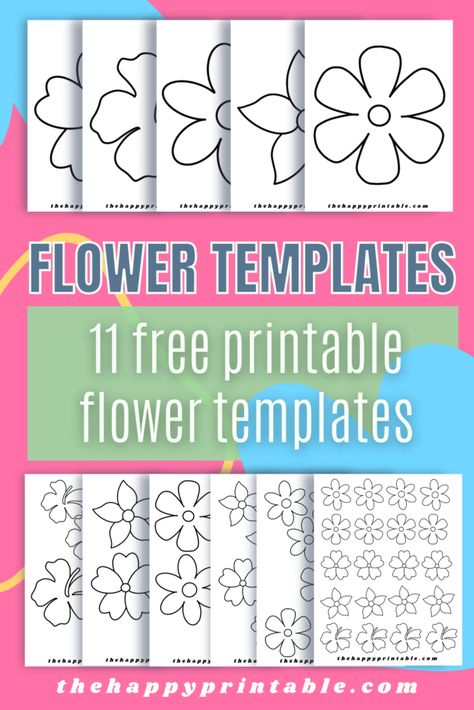 Flower Template Printable | The Happy Printable Flowers Printable Template, Template For Paper Flowers, Flower Stencil Patterns Printables, Free Printable Flower Templates, Flower Patterns Template, Flower Outline Printable, Free Paper Flower Templates Printables, Flower Stem Template Free Printable, Flower Templates Printable Free Pattern